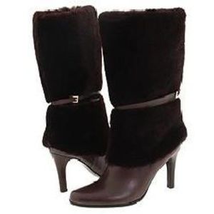 Ralph Lauren Berit Runway Fur Leather Heeled Boots